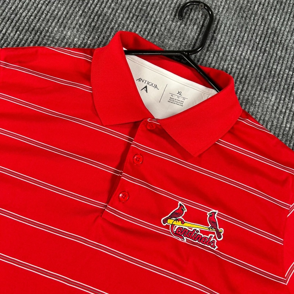 St. Louis Cardinals Polo Shirt Mens XL Extra Large Red Striped Short Sleeve MLB